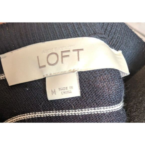 Ann Taylor Loft Navy Blue and White Striped Sweater medium - Picture 4 of 4
